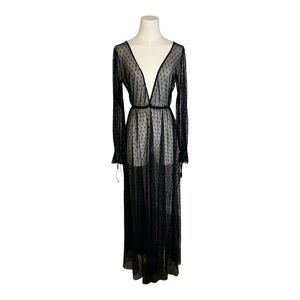 Free People Black Sheer Maxi Dress with Tie Sleeves